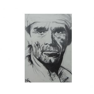 22- Marie Renée AFFRE- "Portrait Pasolini"- Huile sur papier- encadré- : ID: MRA-178-2024 (G)- Prix: 50€